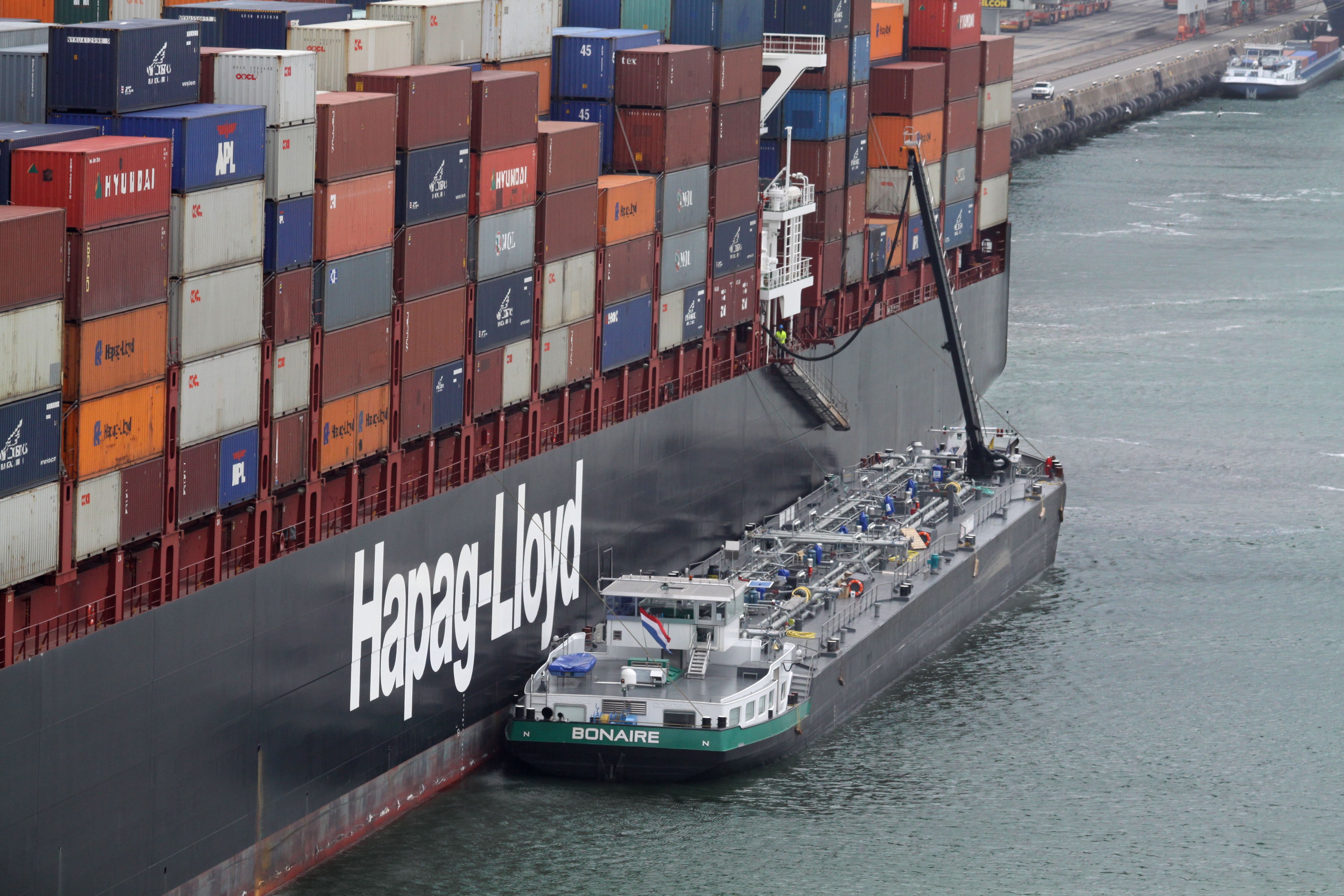 Shipping containers being loaded